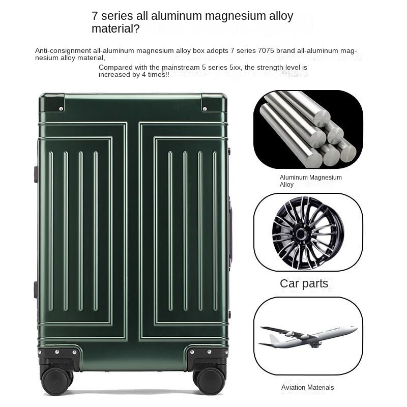 Aluminum alloy suitcase, female all aluminum trolley box, male travel box, hard box, thickened 20 boarding box