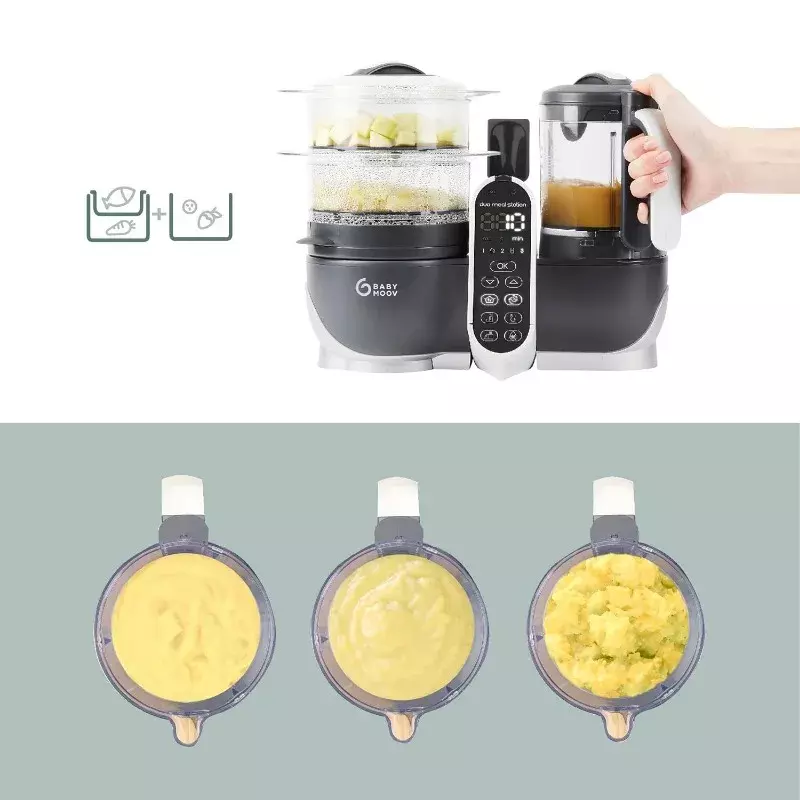 Babymoov Duo Meal Station-procesador de alimentos 6 en 1 con cocina al vapor, licuadora de varias velocidades, Purees para bebés, calentador