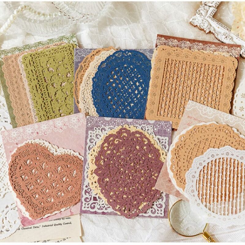 10pcs/pack Scrapbooking Material Paper Hand Lace Lace Paper Journal Diary Decor Hand Made Scrapbooking Background Hollow Out