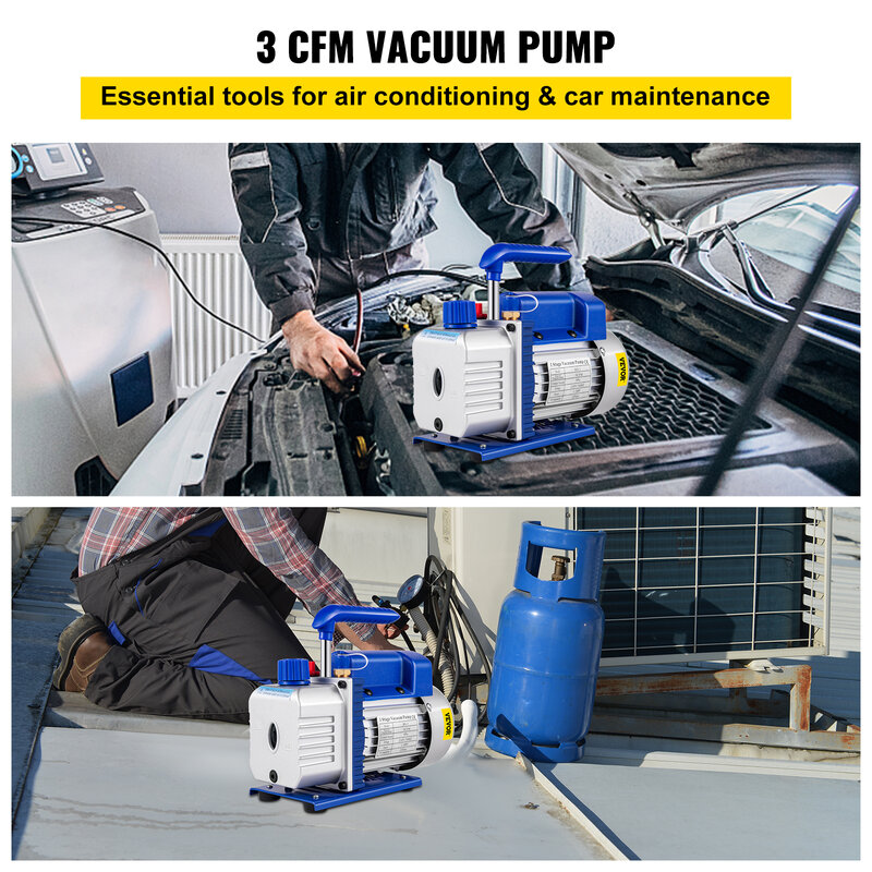 VEVOR 1 Stage Refrigeration Vacuum Pump with / without Manifold Gauge 1.8CFM-12CFM Refrigerant Air Conditioning HVAC Maintenance