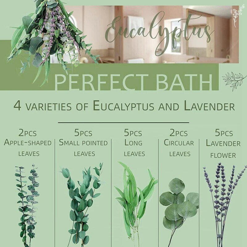 Bouquet di decorazioni per la doccia di lusso di eucalipto e lavanda perfetto per l'arredamento della doccia e l'atmosfera domestica naturale reale facile da installare