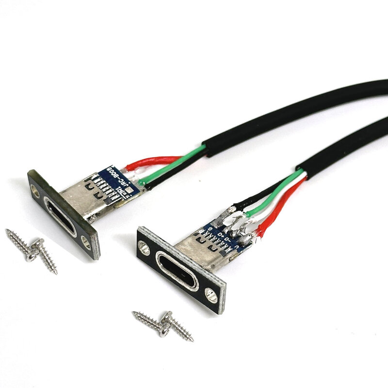 USB Jack 3.1 tipe-c 4 P kawat las 3A wanita DIY konektor lurus untuk ponsel Port pengisian daya soket dengan sekrup