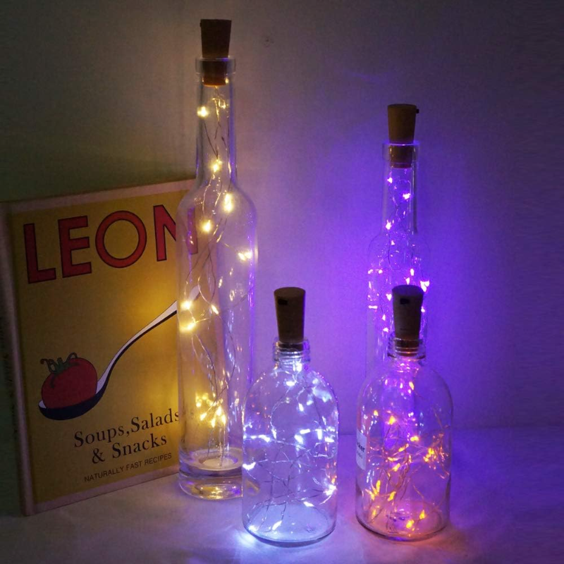 Cortiça Shaped Bottle Stopper Light, Glass Wine LED, Copper Wire, String Lights para a festa de Natal, Decoração de casamento, 2m, 20 LEDs