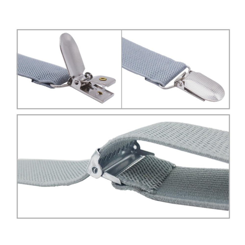 Cinturón en forma de X para hombre y adulto, tirantes informales de poliéster elástico, Color sólido, 4 Clips