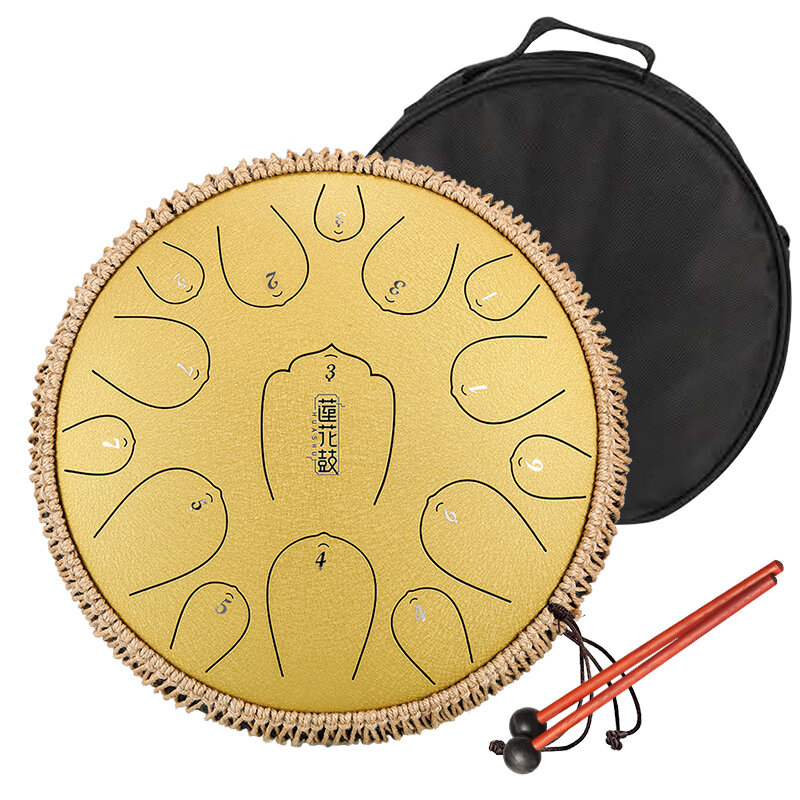 Hluru Steel Tongue Drum Kit 15 Notes 13 Inch Hanpan Tank Drum High Quality Musical Instruments THL15-13