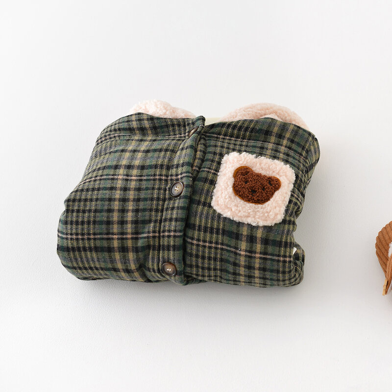 Children's Cotton-padded Autumn Winter Warm Korean Version Plus Fleece Thick Bear Hooded Baby Cotton Coat