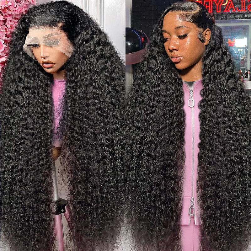 Perruque Lace Front Brésilienne Naturelle pour Femme, Cheveux Bouclés, Deep Wave, 13x4, 4x4, 13x6, 30 32 Pouces