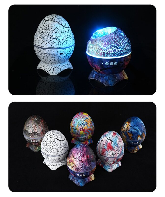 Dinosaur Egg Shell Galaxy Projector Starry Sky Night Light Bluetooth-Speakers LED Nebula Lamp Cute Gaming Room Decor Kids Gift