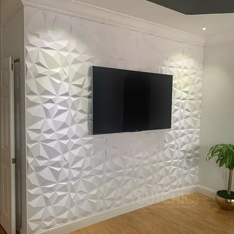 슈퍼 3D 아트 벽 패널 PVC 타일 방수 E스포츠 게임 3D 벽 스티커 장식 타일, 다이아몬드 디자인 DIY 홈 장식, 12 개, 30x30cm