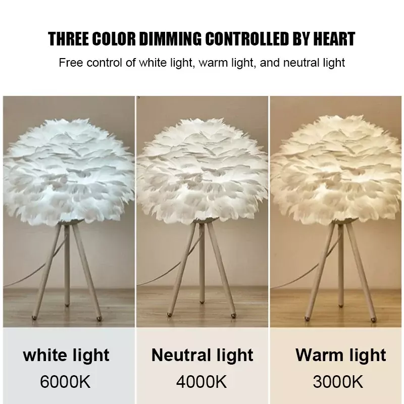 LED moderna semplice lampada da tavolo piuma matrimonio romantico piuma d'oca lampada da tavolo Decor casa soggiorno camera da letto studio Hotel Decor