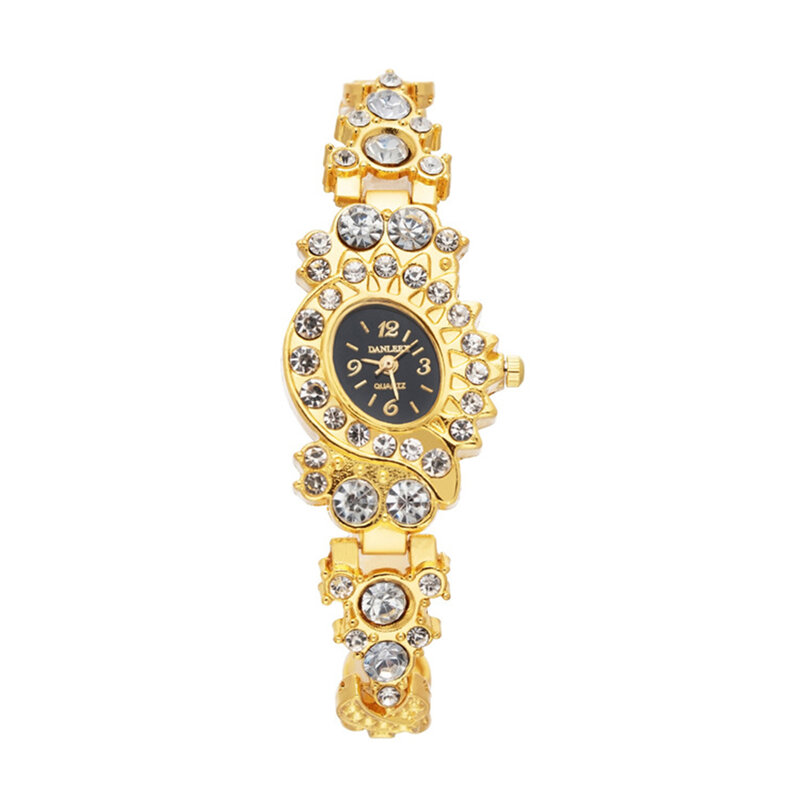 Damska zegarek kryształowy Premium łatwa do odczytania tarcza z brokatem modna bransoletka ze stopu zegarek walentynkowy prezent dla pań