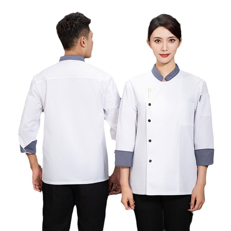Baju koki Lengan Panjang, pakaian koki untuk memasak restoran katering Hotel Pot panas musim gugur dan musim dingin, lengan panjang