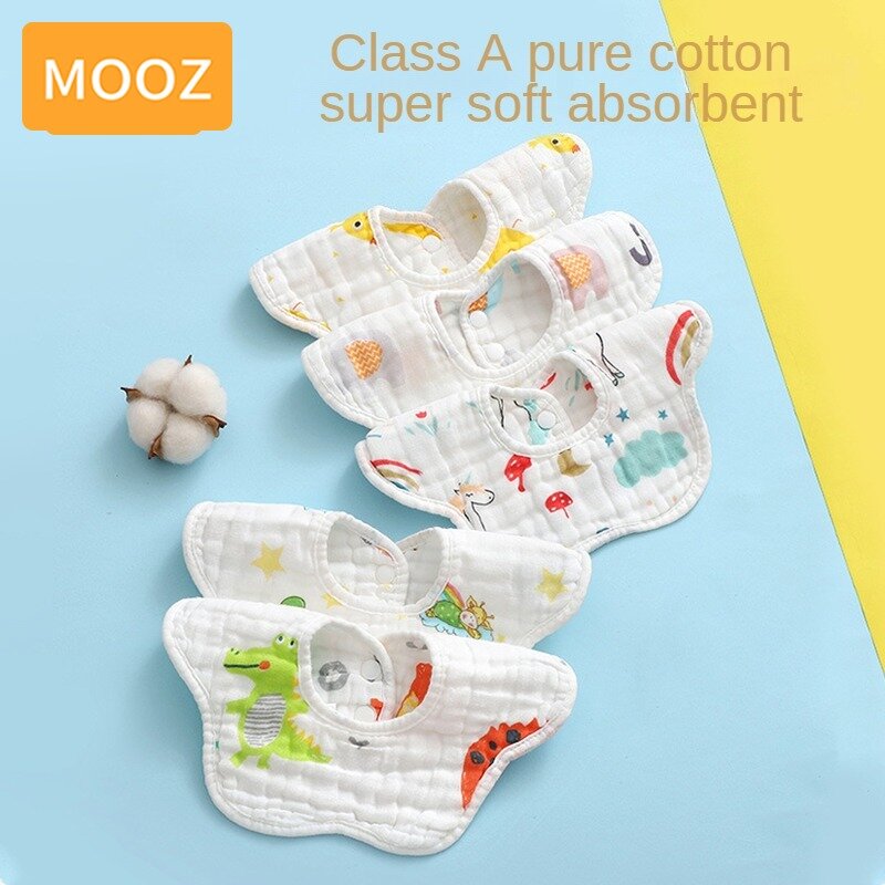 MOOZ Baby Cotton Newborn Gauze Bib Baby Drooling Towel Anti-spit Pad Bib Rice Bib  Bib Drooling Towel  Gauze CXH019