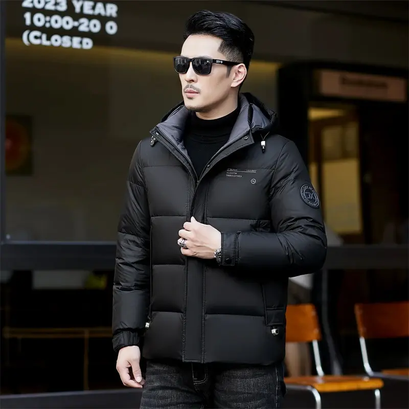 90% White Goose Down Jacket Men Thicken Coats for 2023 Hooded Warm Jackets Closing Trend Coat Men's down Jacket