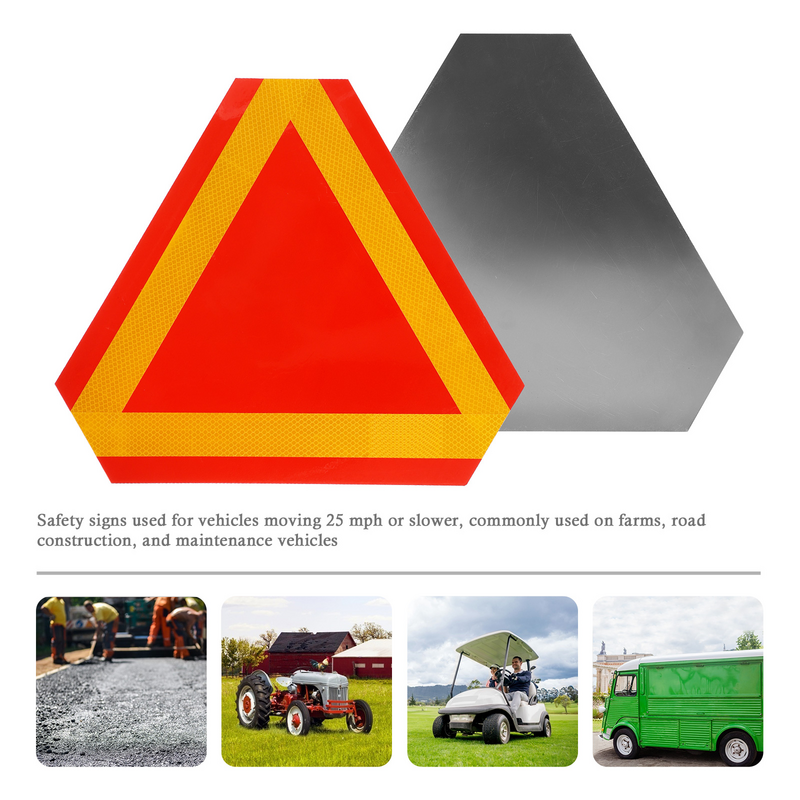 1pcWarning Triangle Reflective Road Markers Slow Moving Vehicle Sign for Caution Emblems Reflector Aluminum Plate Safety for car