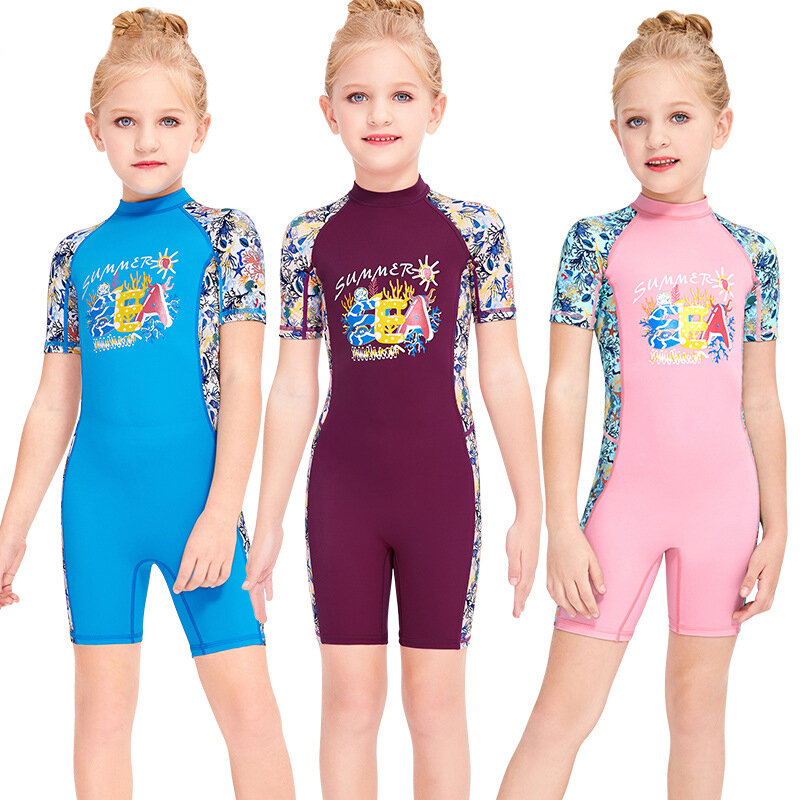 One Piece Cartoon Unicorn Swimsuits de secagem rápida, Swimwear para meninas, Kids Bathing Suit, roupas de natação, Baby Beachwear, 2 a 12 anos