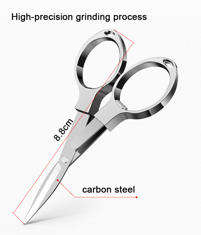 ALASICKA Carbon Steel Scissor Foldable Fishing Knot Braided Fishing Scissor Fishing Line Cutter Fishing Tackle Tool Cutting Wire