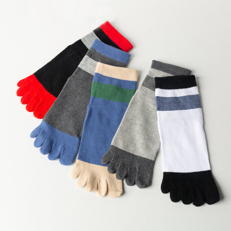 Calcetines de tubo medio para hombre, medias deportivas de algodón suave con rayas blancas y negras, informales, Harajuku, lote de 5 pares