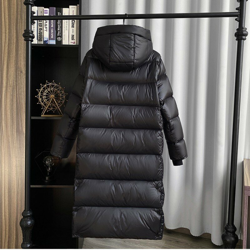 White Goose Down Mid Length Women's Clothing Temperament Hooded Thickened Warm Down Jacket Women's Jacket