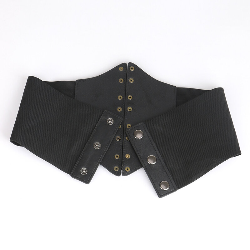 Retro Women Wide Girdle Steampunk PU Leather Latch Belts For Lady Multidimension Design Sense Corset Coat Dress Decor Waist Belt