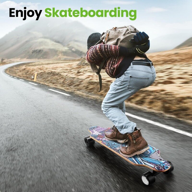 Caroma Elektrische Skateboards Voor Volwassenen, 700W Borstelloze Motor, 18,6 Mph Topsnelheid, 12 Mijl Max Bereik, 3 Snelheidsmodi