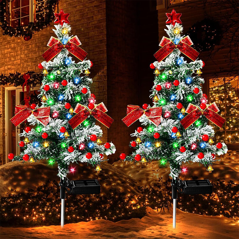 1/2pcs luci solari per alberi di natale illuminazione decorativa per esterni 2 modalità lampada da giardino luce per palo da giardino per il Patio del percorso di capodanno