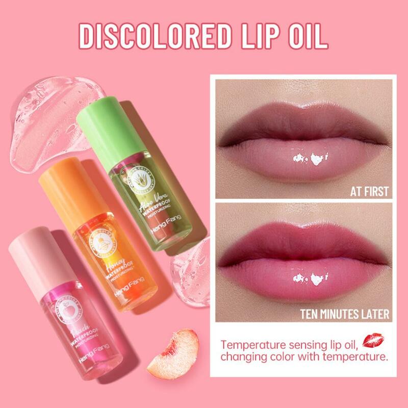 Color Changing Lip Balm Moisturizing Color Changing Peach Lip Honey Lips Brighten Aloe Repair Pomade Vera Oil Lip C0W5