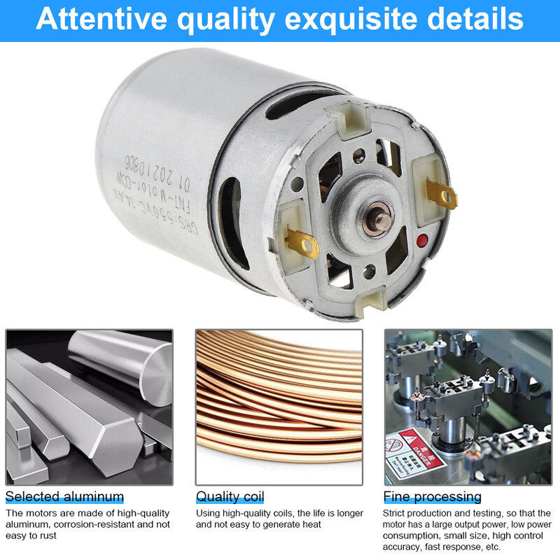 RS550 DC Motor 10.8-25V 21500-29000RPM 9/11/12/13/14 Teeth for Electric Drill Screwdriver Electric Gear Motor High Torque