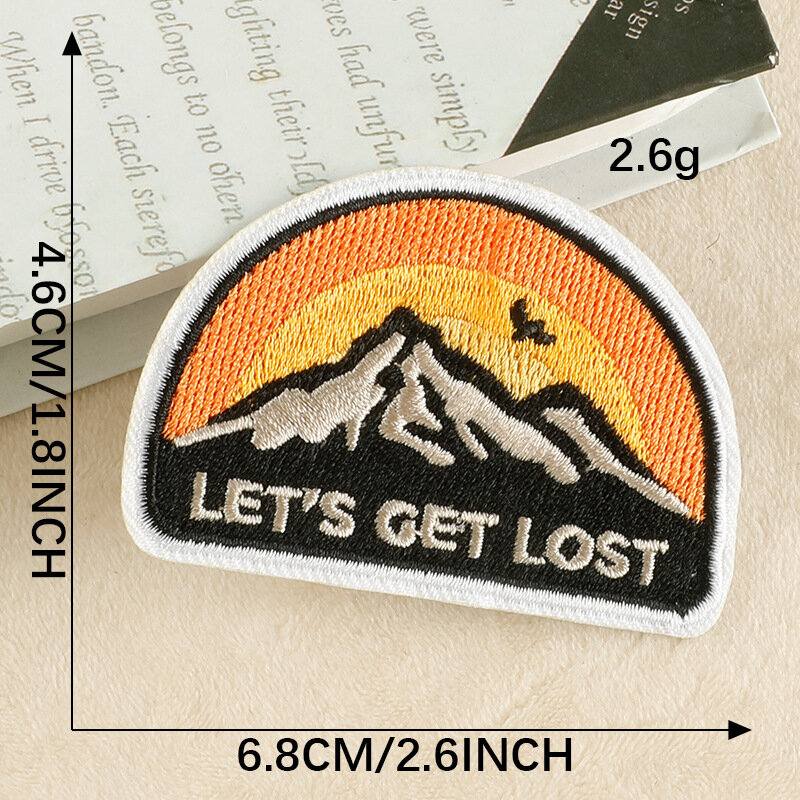 2024 New Embroidery Patch DIY Sunset Mountain Camping Sticker Thermoadhesive Badge Iron on Patches Cloth Bag Fabric Accessories