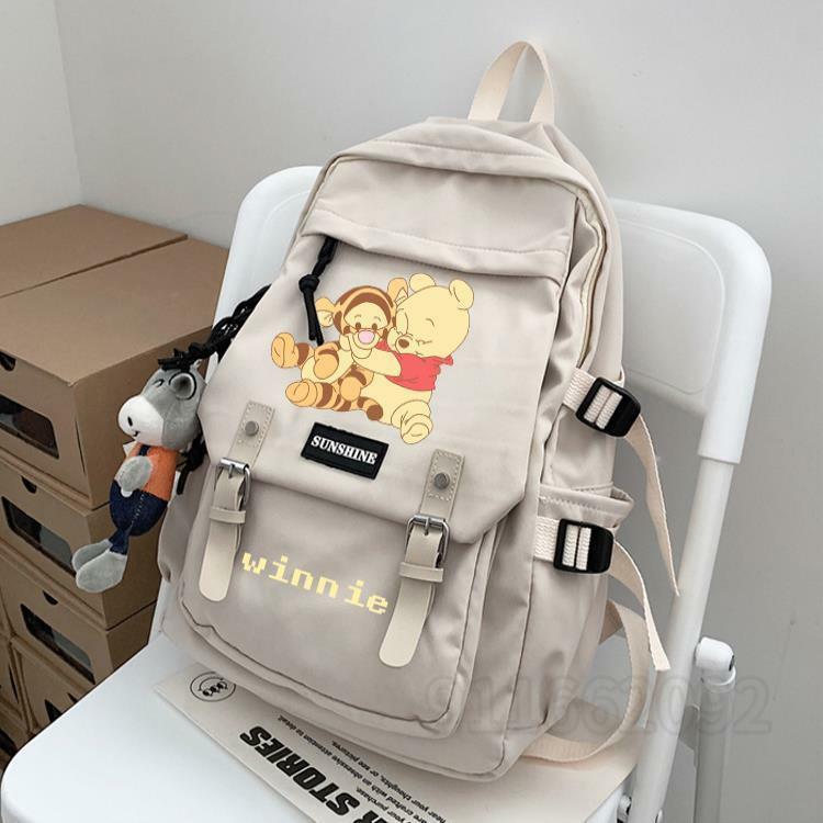 디즈니 니의 새로운 위니 푸우 청소년 배낭 럭셔리 브랜드 커플 배낭 대용량 만화 패션 학생 Schoolbag
