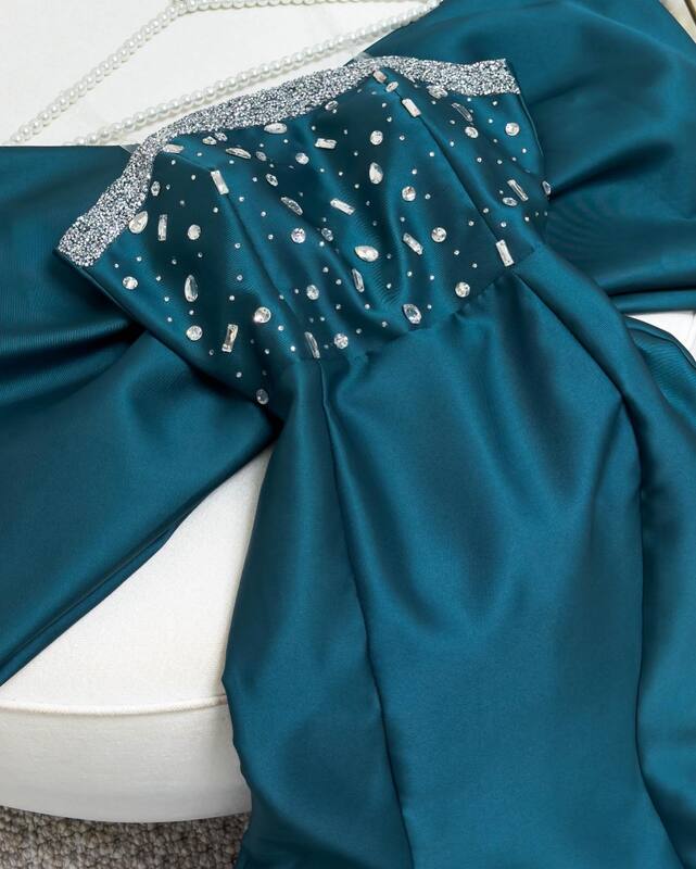 AsaNagi-Vestidos Elegantes de sirena para mujer, traje de noche de fiesta azul con cristales brillantes, largo hasta el suelo, para ocasiones especiales