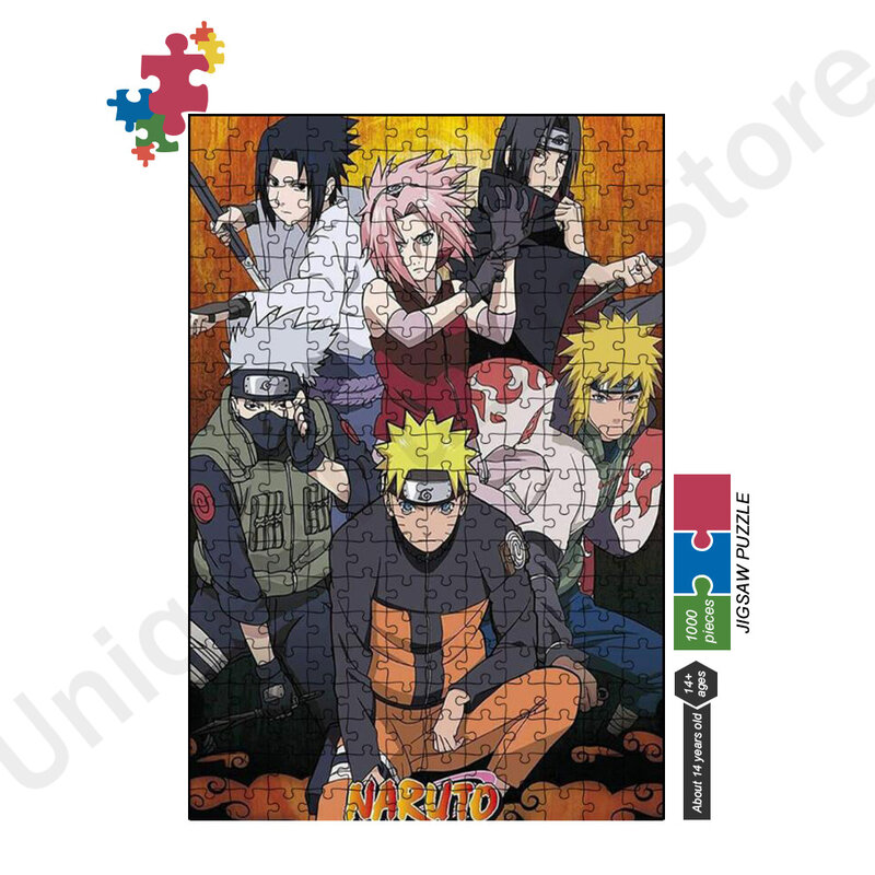 Puzzle dla dorosłych Bandai Anime Naruto Ninja Puzzle Igsaw Fun gra rodzinna intelektualna zabawka edukacyjna unikalna konstrukcja