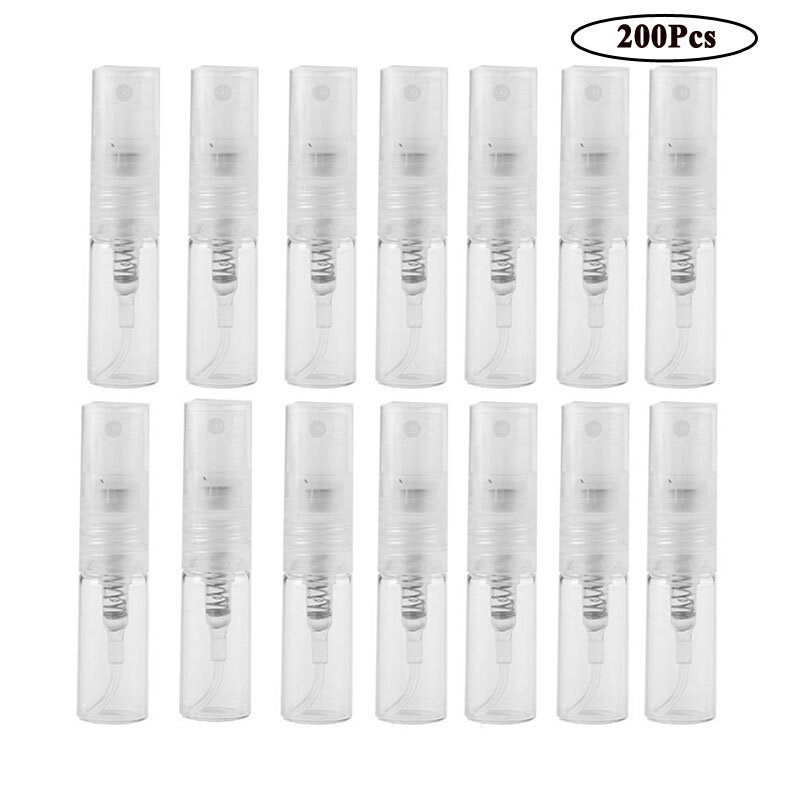 200Pcs/Lot 2ML Transparent Plastic Spray Bottle Small Cosmetic Packing Atomizer Perfume Bottles Atomizing Spray Liquid Container