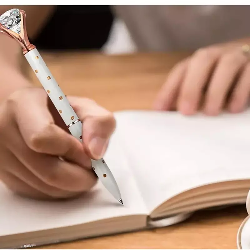 Große Diamant Kristall Stift Kugelschreiber Student Briefpapier Büro Geschäfts geschenke 1,0mm Metall Feder Strass Kugelschreiber