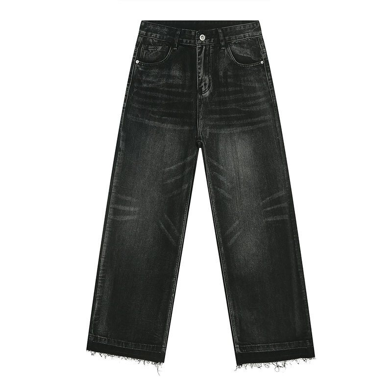 IEFB Fashion New Men's Vintage Jeans Street Niche Design Loose Straight Burrs Desnim Trousers Trend Male Baggy Jean Pants 9C2764