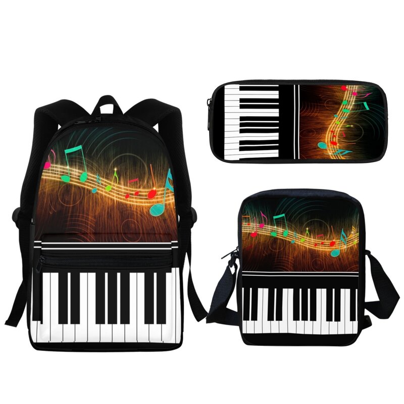 Markowy designerski plecak z nadrukiem na fortepian wysokiej jakości plecak studencki motyw muzyczny mała torba kurierska prezent