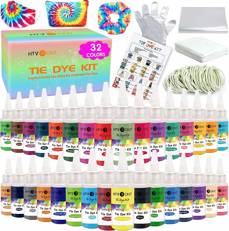 HTVRONT 26/32 kolory 60ML Tie Dye Kit w proszku do dzieci i dorośli dostarcza Pigment odpowiednie letnie imprezy duże grupy ręcznie robione