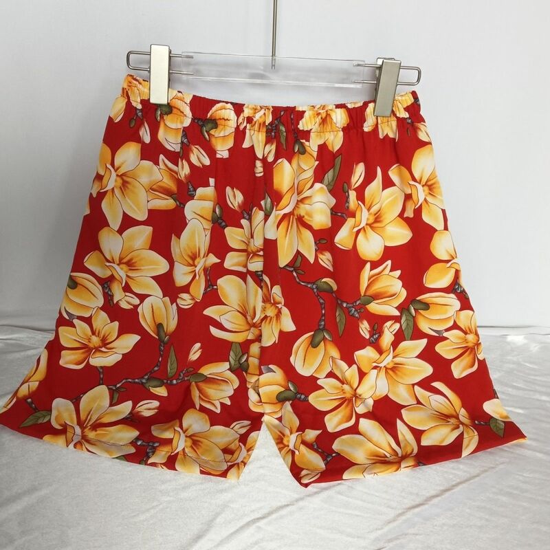 Женские шорты с цветочным принтом, длина 45 см