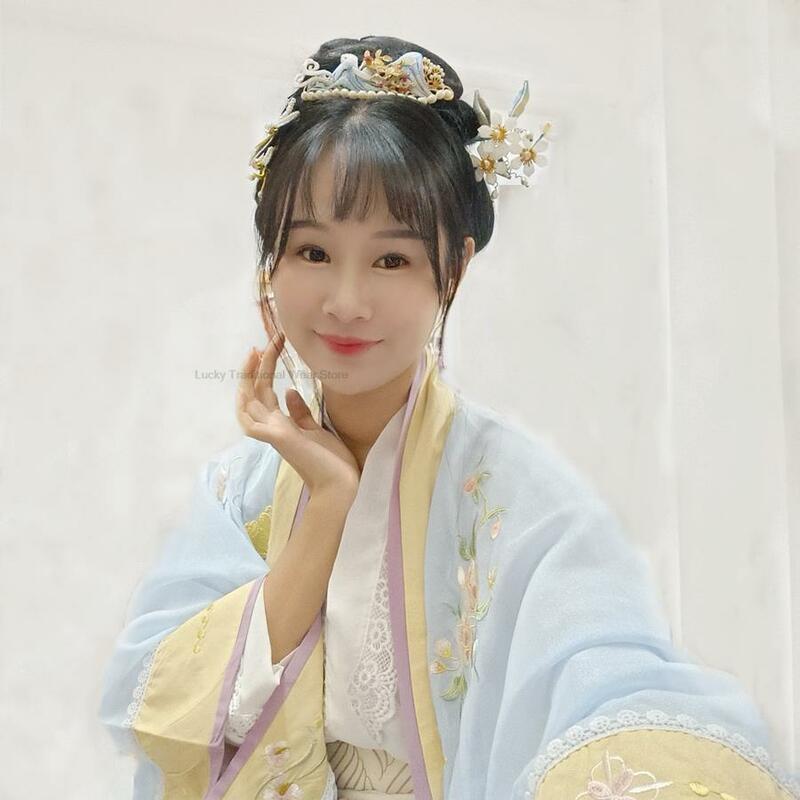 Original Ancient Style hand-wrapped Hanfu Headdress Ancient Chinese Cheongsam Hairwear Traditional Hanfu Ornaments Hair Crown