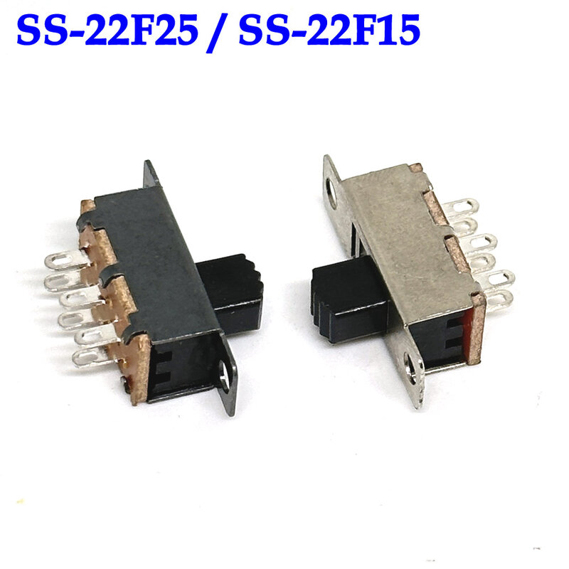1/30 Pcs 2 Position DPDT 2P2T Panel Mount Vertical Slide Switch 6 Pin 0.3A 12V DC  SS-22F25 SS-22F15