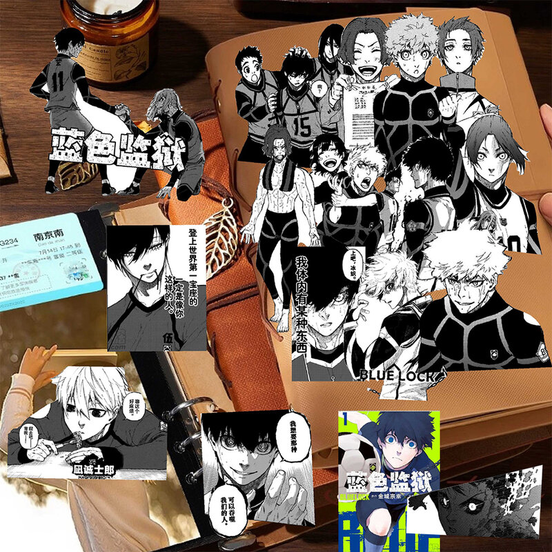 10/30/70pcs BLUE LOCK Football Anime Stickers Cool Black and White Graffiti Decals DIY Phone Skateboard Suitcase Cartoon Sticker