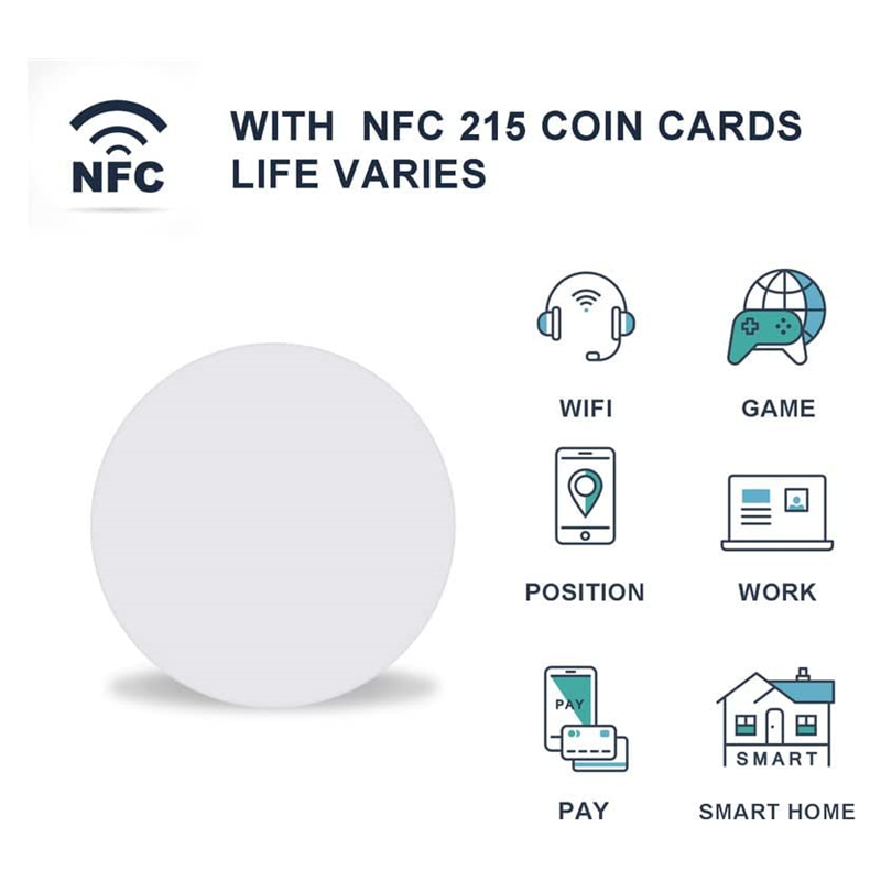 10Pcs NFC Ntag215 Cards Tags 13.56MHz NTAG 215 Card Universal Blank 25mm Round Coin RFID Labels for NFC Enabled Mobile Phone