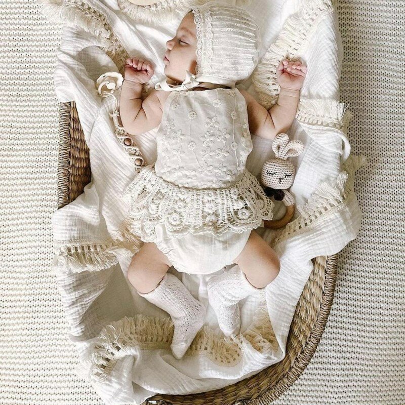 Manta de muselina de algodón para bebé, manta receptora con borla para recién nacido, toalla de baño para niña y niño, 120x100cm