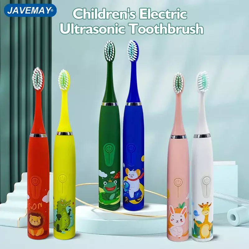 Детская звуковая электрическая зубная щетка с мультяшным рисунком сменная насадка для зубной щетки ультра звуковая зубная щетка J259