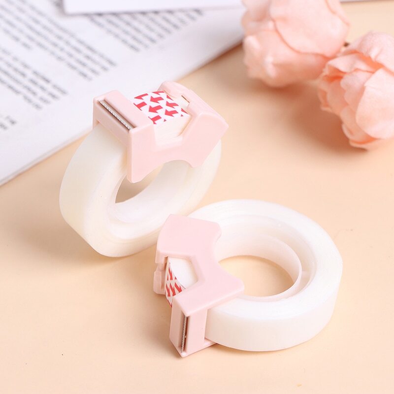 Adhesive Tape With Cutting Tool Transparent Tape Easy-peel Correction Tape Stickable Wording Tape Stationery Supplies