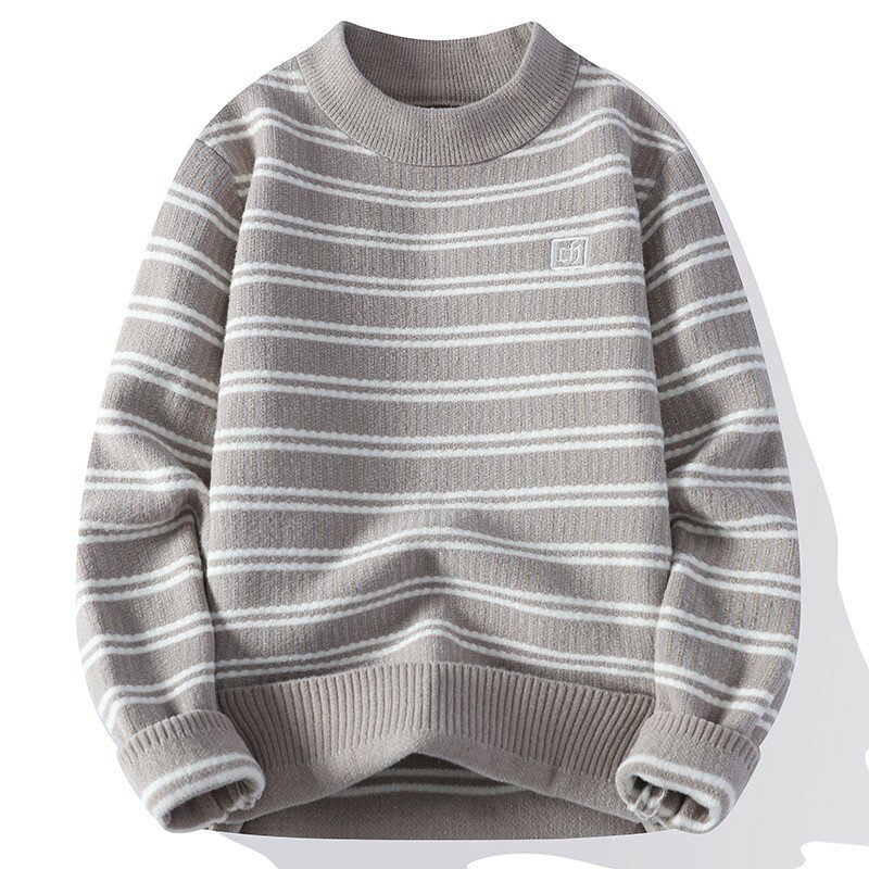 Мужской свитер в полоску в стиле Харадзюку, Теплый Толстый Пуловер с высоким воротником в стиле хип-хоп, зима 2022