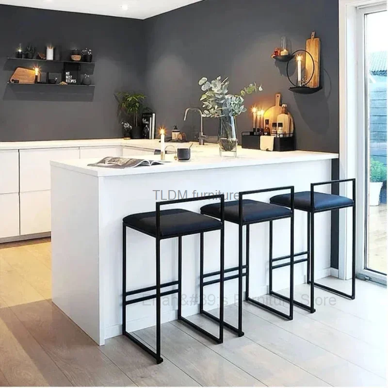 Nordic kursi Bar besi tempa bangku Bar tinggi, furnitur rumah sederhana Modern kursi Bar kepribadian kursi desainer untuk dapur