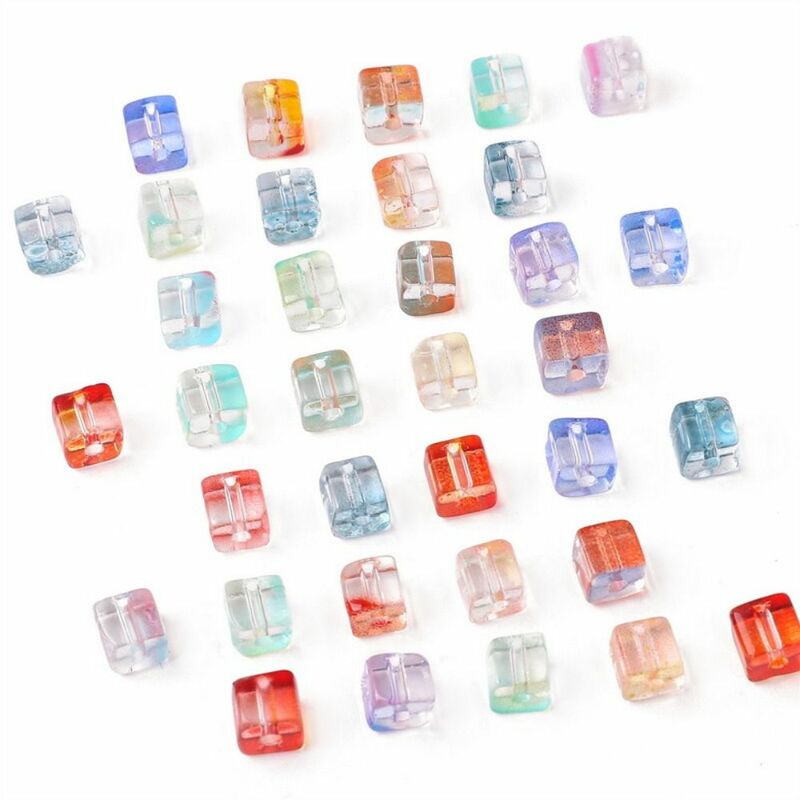 Cuentas de bricolaje con cubos de azúcar de 7mm, materiales de abalorios artesanales de colores, Cubo de azúcar transparente