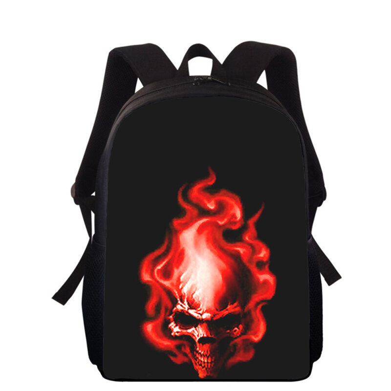 지옥 사탄 악마 로고 3D 인쇄 어린이 백팩, 소년 소녀 초등학생 책가방, 15 인치