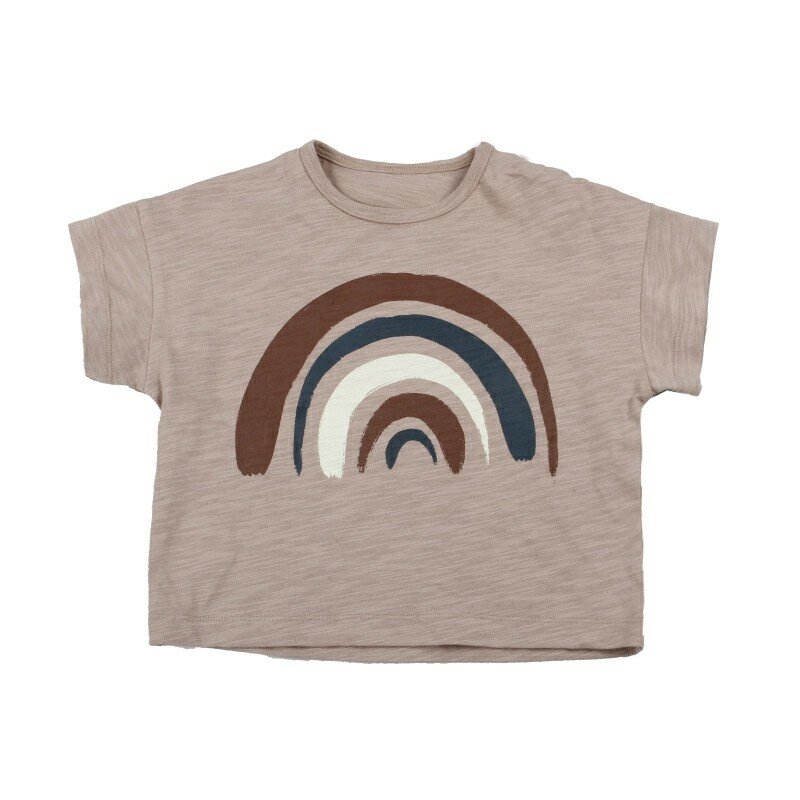 Хлопковая футболка в повседневном стиле для детей, унисекс, с короткими рукавами, с мультяшным рисунком, весенне-осенний сезон